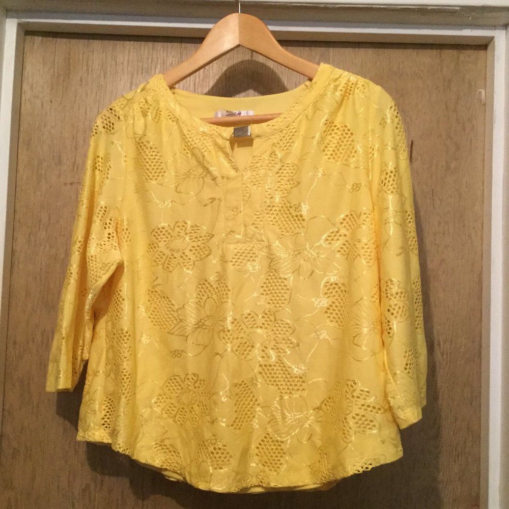 Tan Jay  Yellow petite blouse petite Large